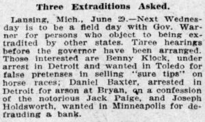 Newspaper Clipping From Detroit Free Press - June 30, 1907.
